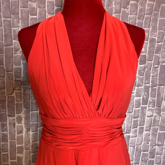 Red Tiered Jersey Halter Dress - Picture 3 of 8